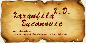 Karanfila Ducanović vizit kartica